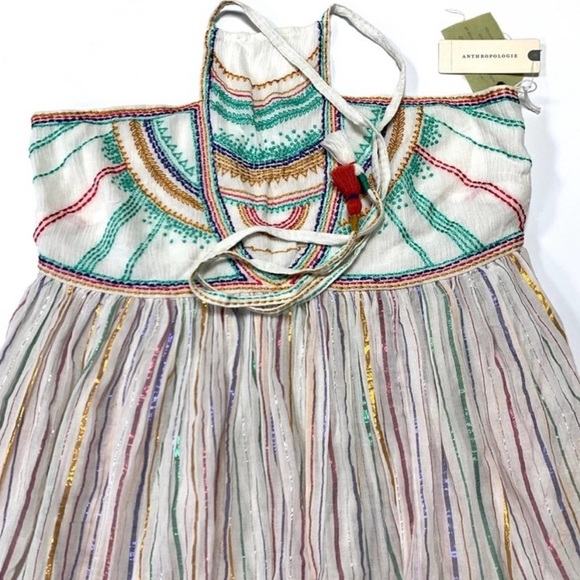 NWT Anthropologie Floreats Itzel Embroidered Crochet Spaghetti Strap Halter Top - Picture 6 of 10